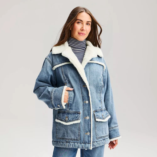 Women denim shearling - denim,